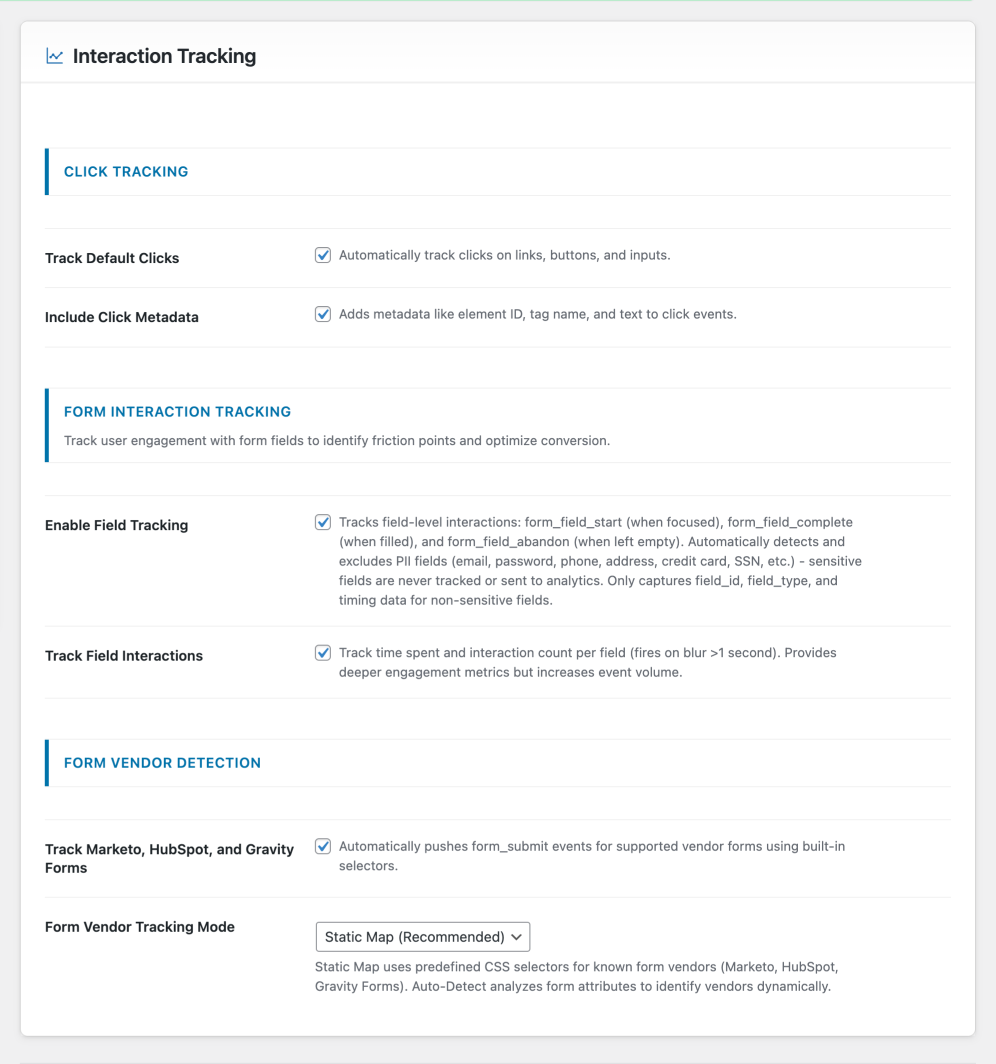 WordPress form tracking plugin integrations with Gravity Forms Contact Form 7 WPForms